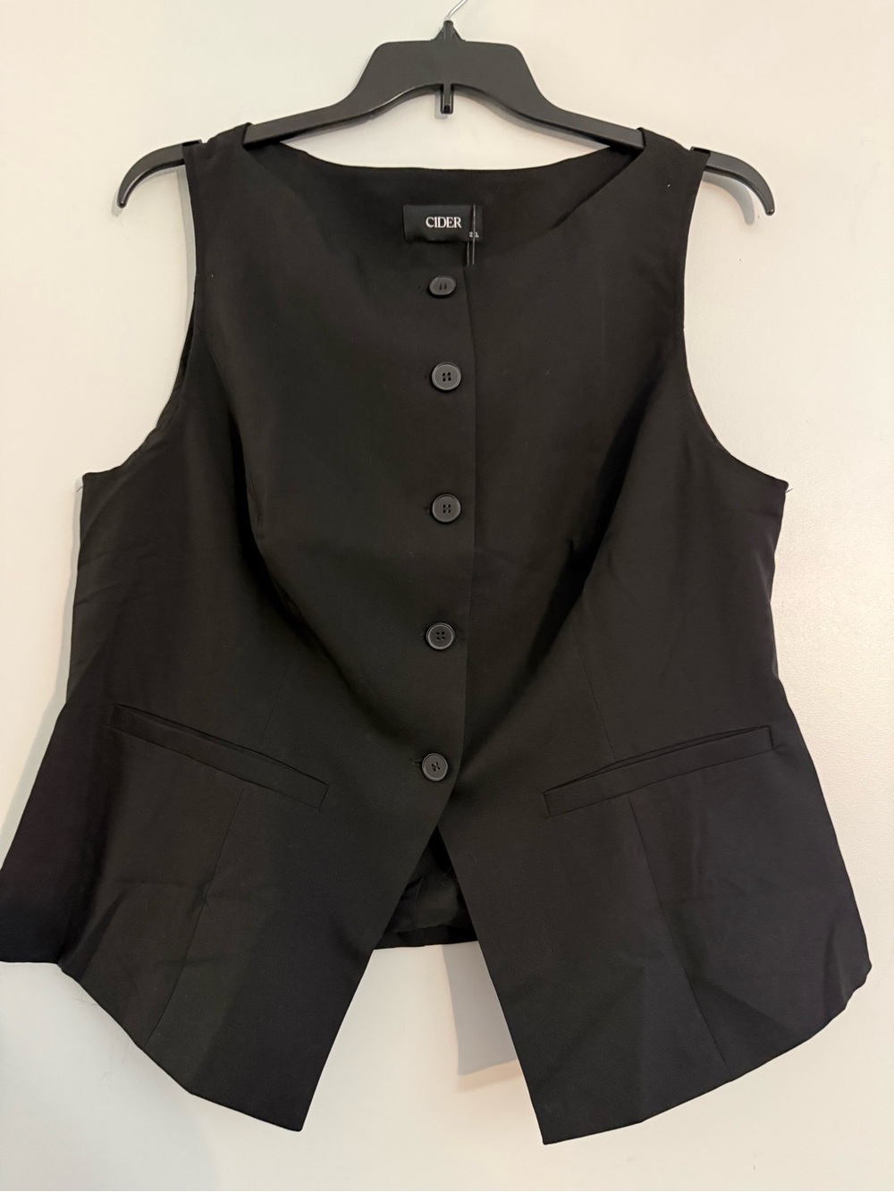 Cider Black Tailored Button Front Vest